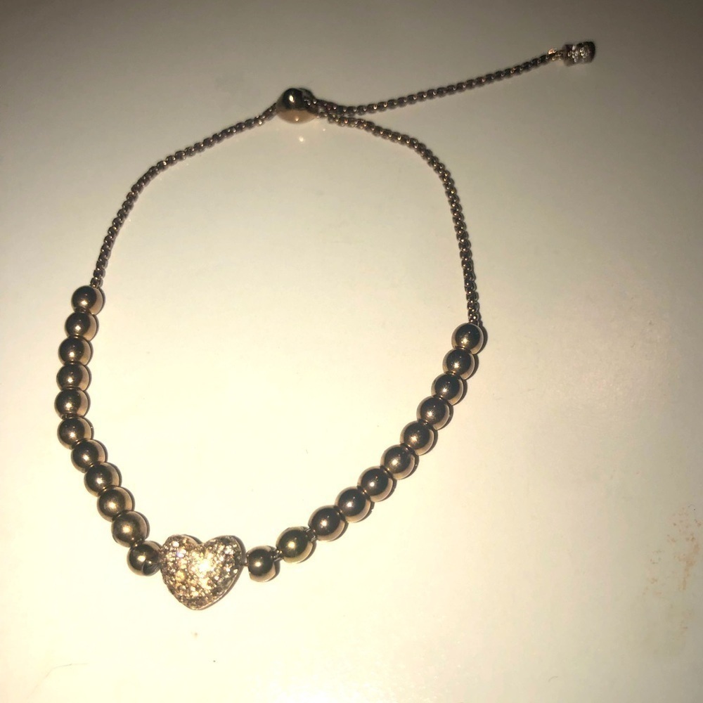 MICHAEL Kors Rose Gold Tone Adjustable Bolo Bracelet w Heart & Ball Beads OS